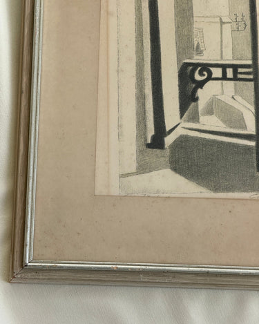 Landscape from balcony signed drawing - NEROLI