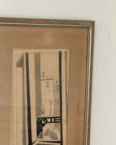 Landscape from balcony signed drawing - NEROLI
