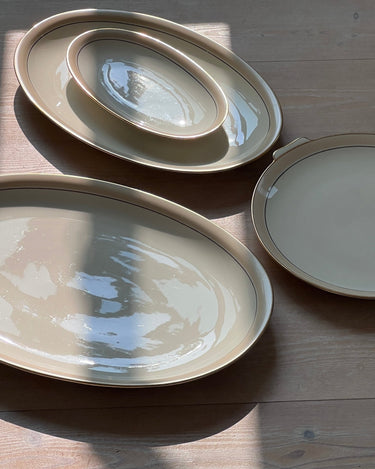Large beige stripe platter - NEROLI