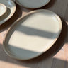 Large beige stripe platter - NEROLI