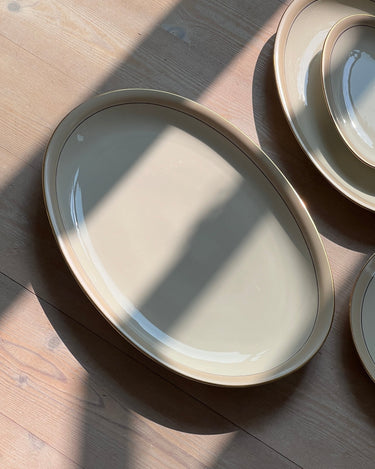 Large beige stripe platter - NEROLI