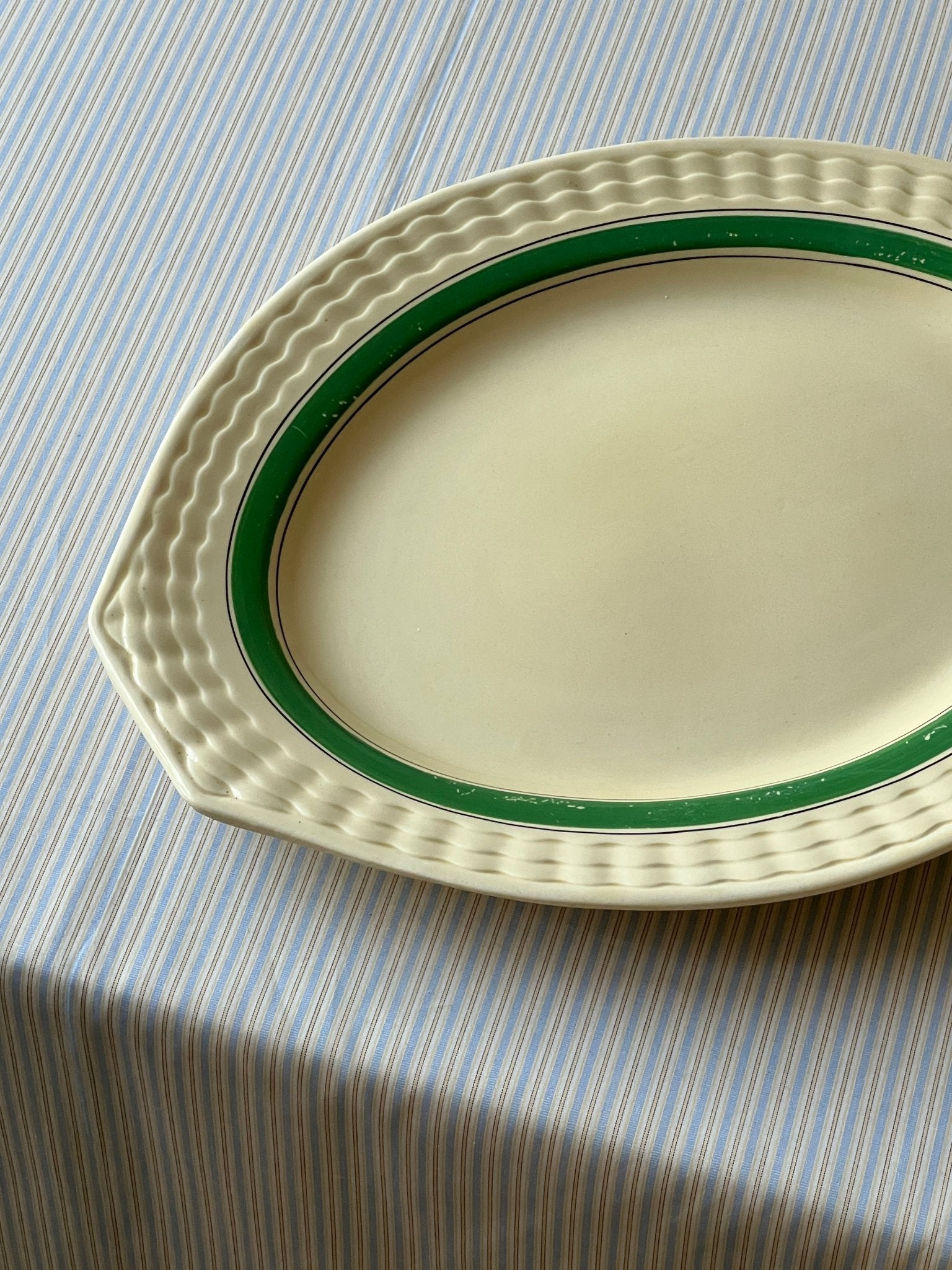 Large green stripe platter - NEROLI