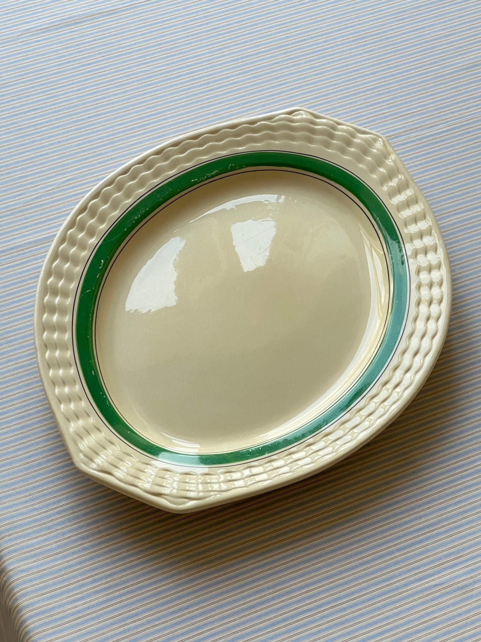 Large green stripe platter - NEROLI