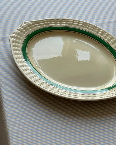 Large green stripe platter - NEROLI