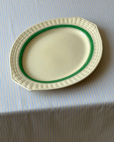 Large green stripe platter - NEROLI