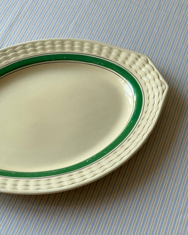 Large green stripe platter - NEROLI