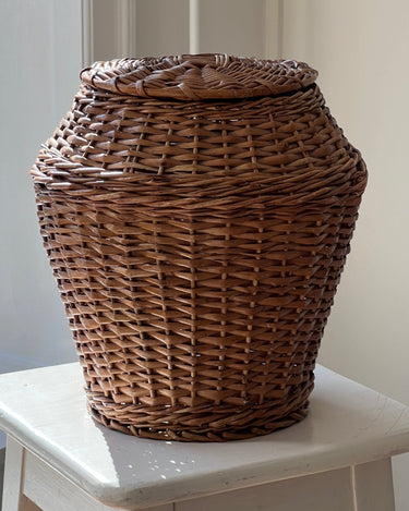 Lidded wicker basket - NEROLI