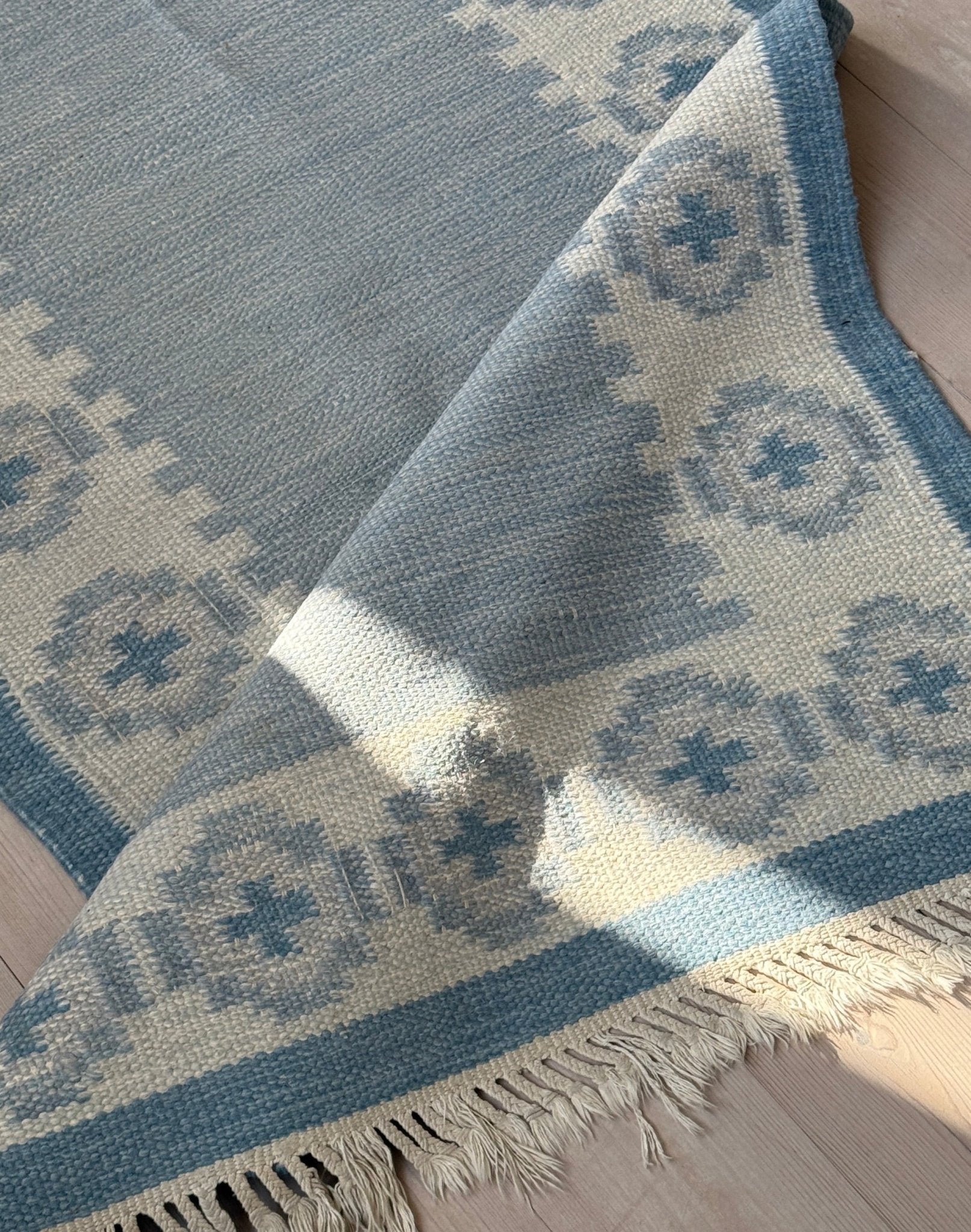 Light blue flatweave runner - NEROLI