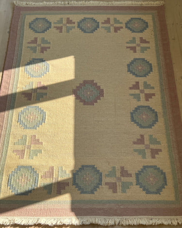 Lilac and blue flatweave rug - NEROLI