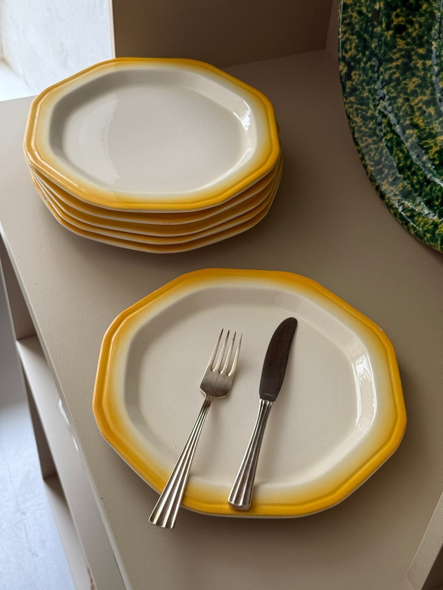 Octagonal dinner plates (6 pcs) - NEROLI