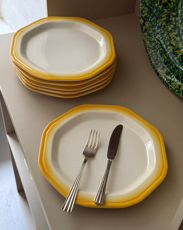 Octagonal dinner plates (6 pcs) - NEROLI