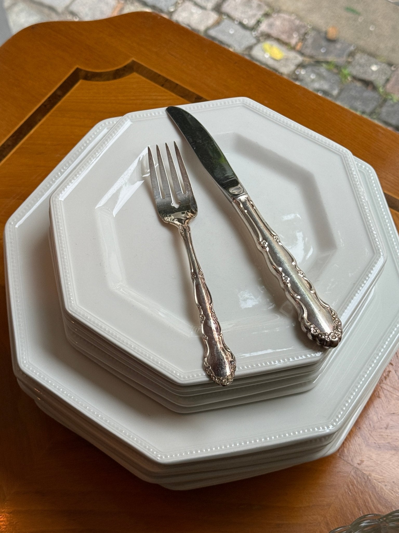 Octagonal lunch plates (3 pcs) - NEROLI