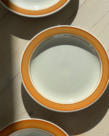 Orange rim dinner plates (3 pcs) - NEROLI