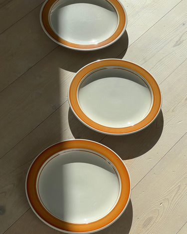 Orange rim dinner plates (3 pcs) - NEROLI