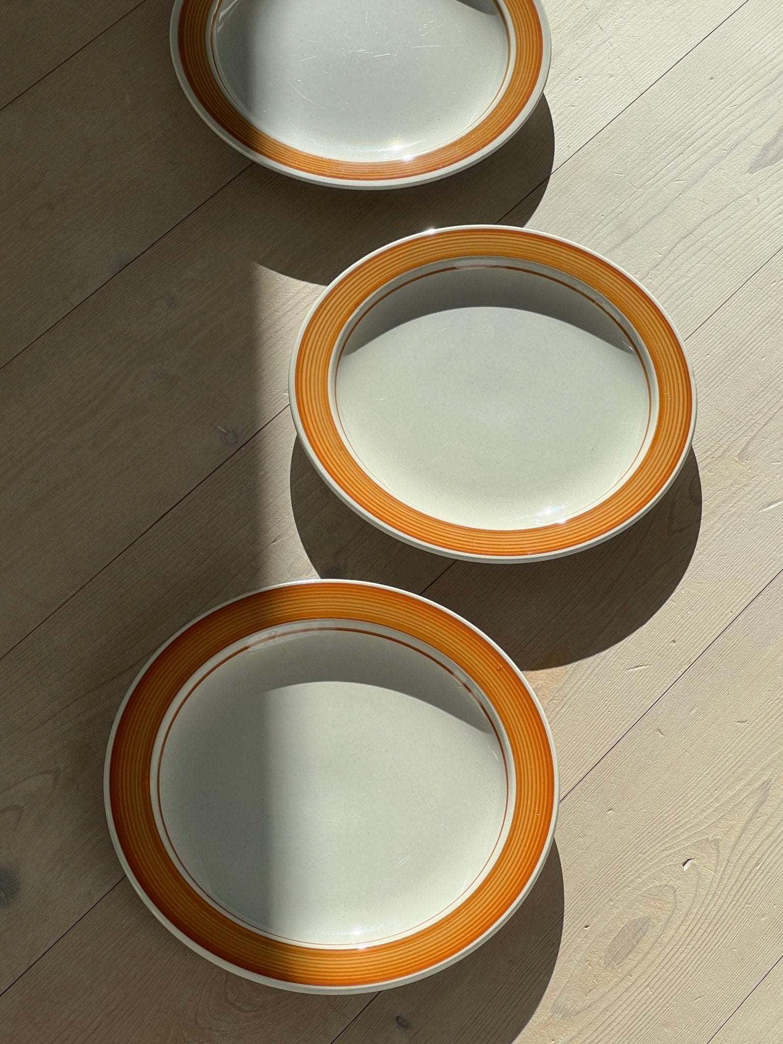 Orange rim dinner plates (3 pcs) - NEROLI