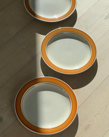 Orange rim dinner plates (3 pcs) - NEROLI