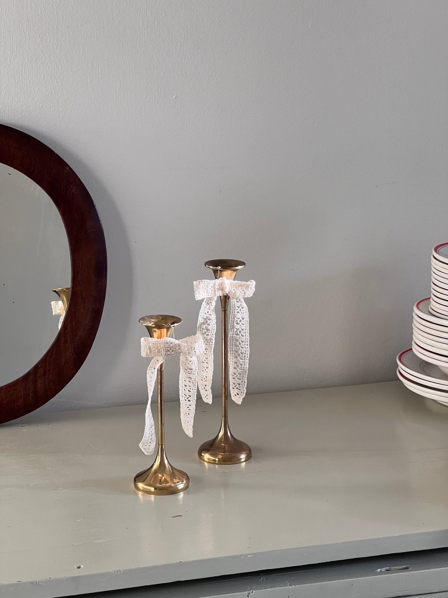 Pair of brass candlesticks - NEROLI