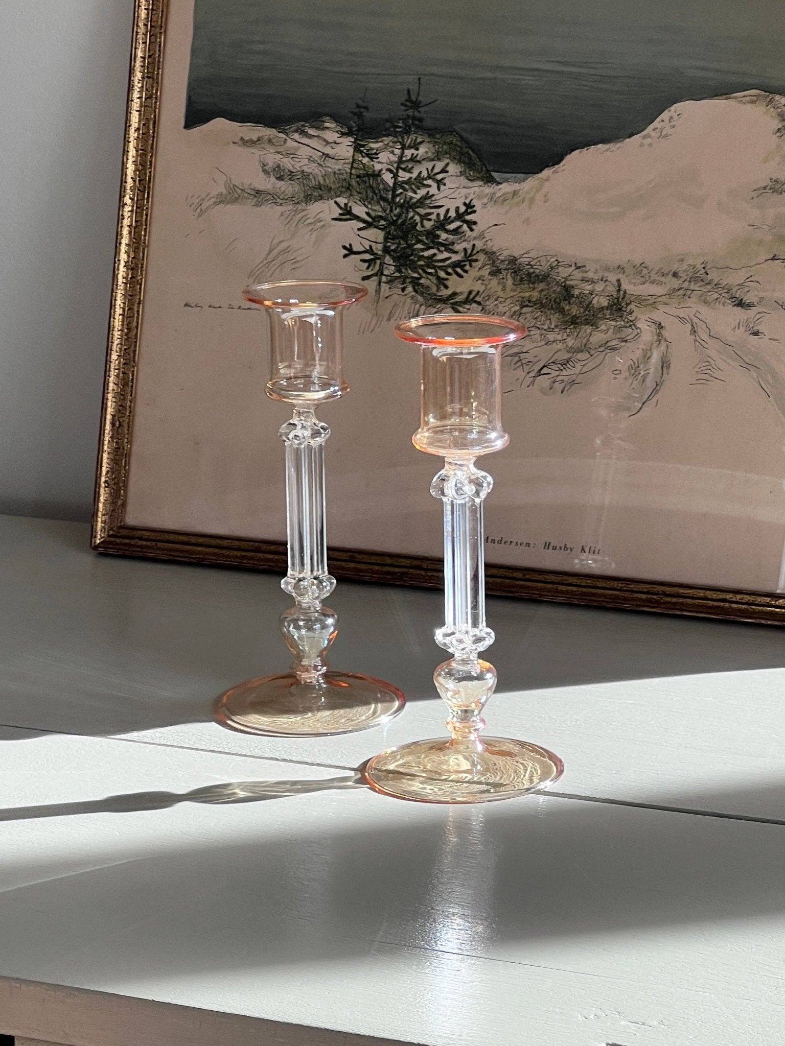 Pair of glass candlesticks - NEROLI