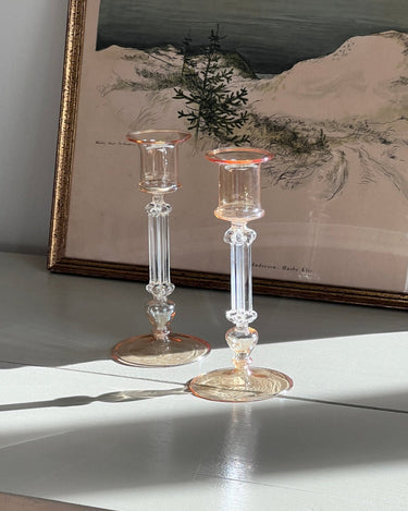 Pair of glass candlesticks - NEROLI