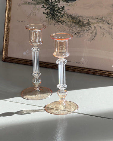 Pair of glass candlesticks - NEROLI