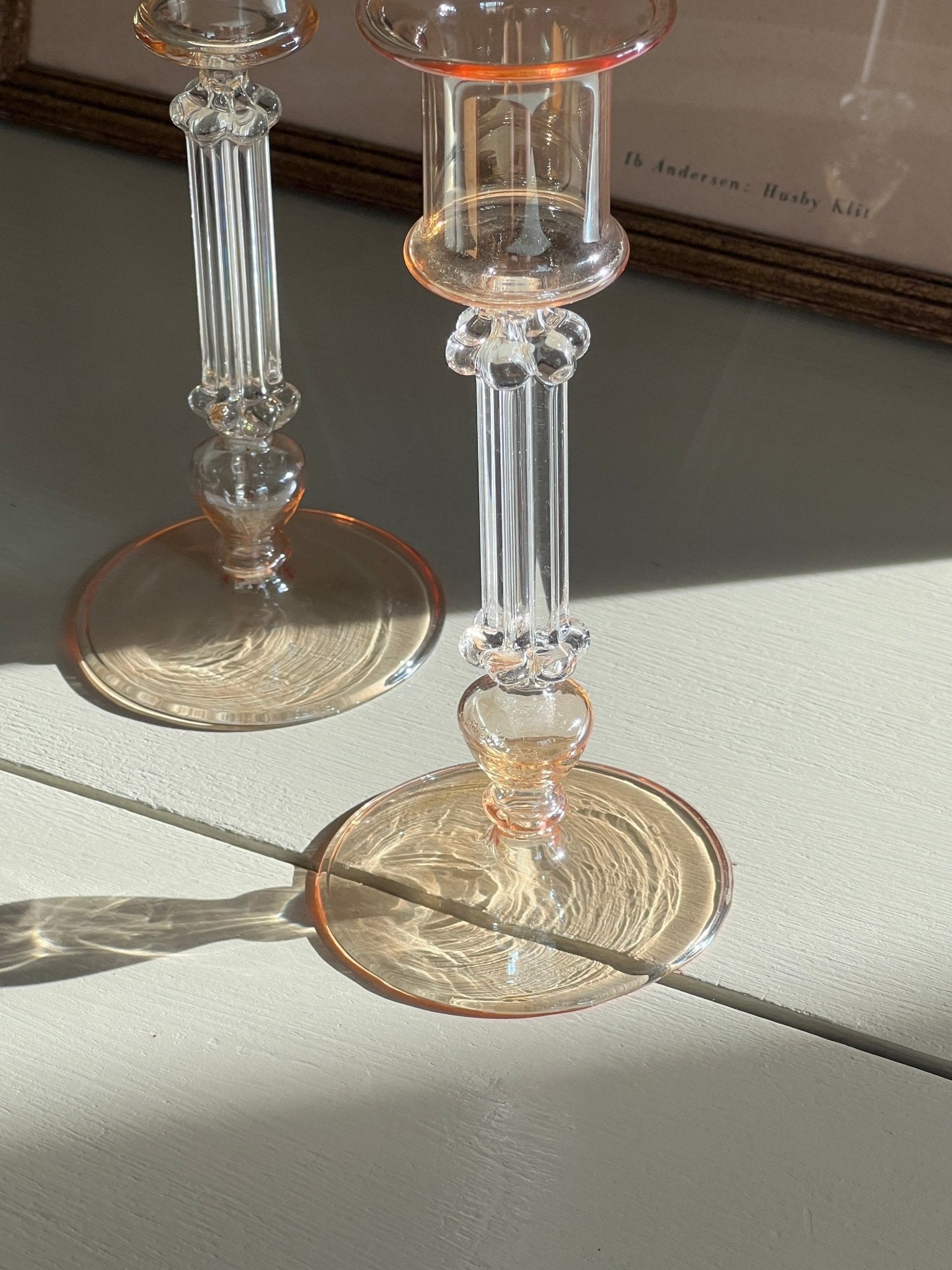 Pair of glass candlesticks - NEROLI