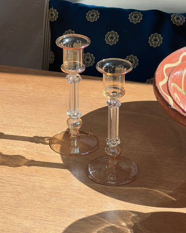 Pair of glass candlesticks - NEROLI