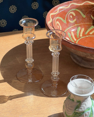 Pair of glass candlesticks - NEROLI