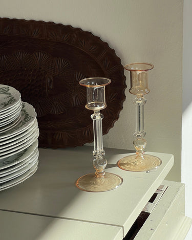 Pair of glass candlesticks - NEROLI