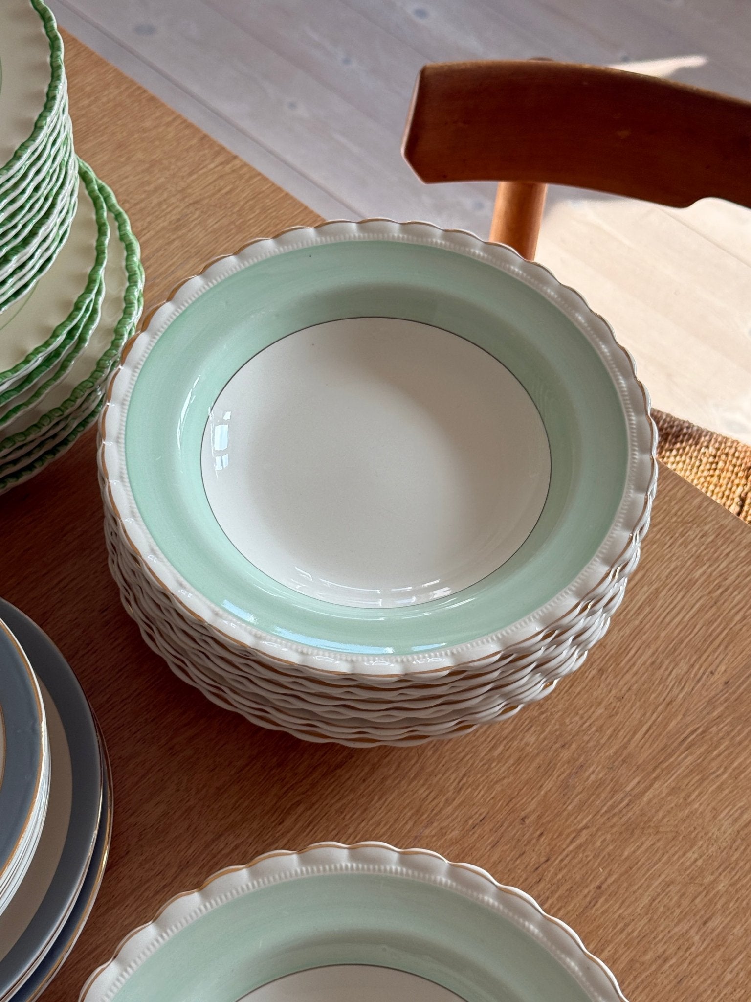 Pastel green pasta plates (12 pcs) - NEROLI