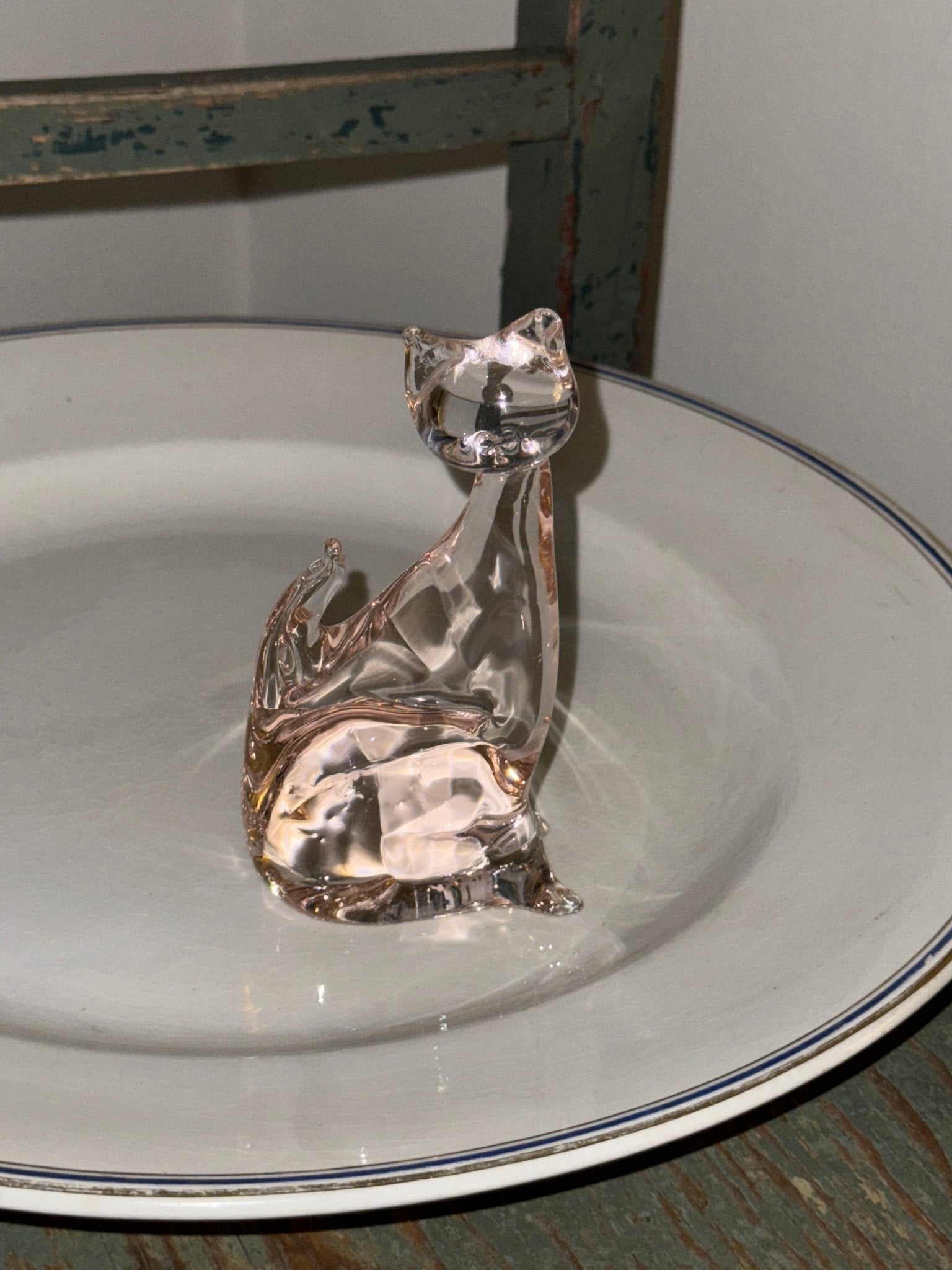 Pink glass cat figurine - NEROLI