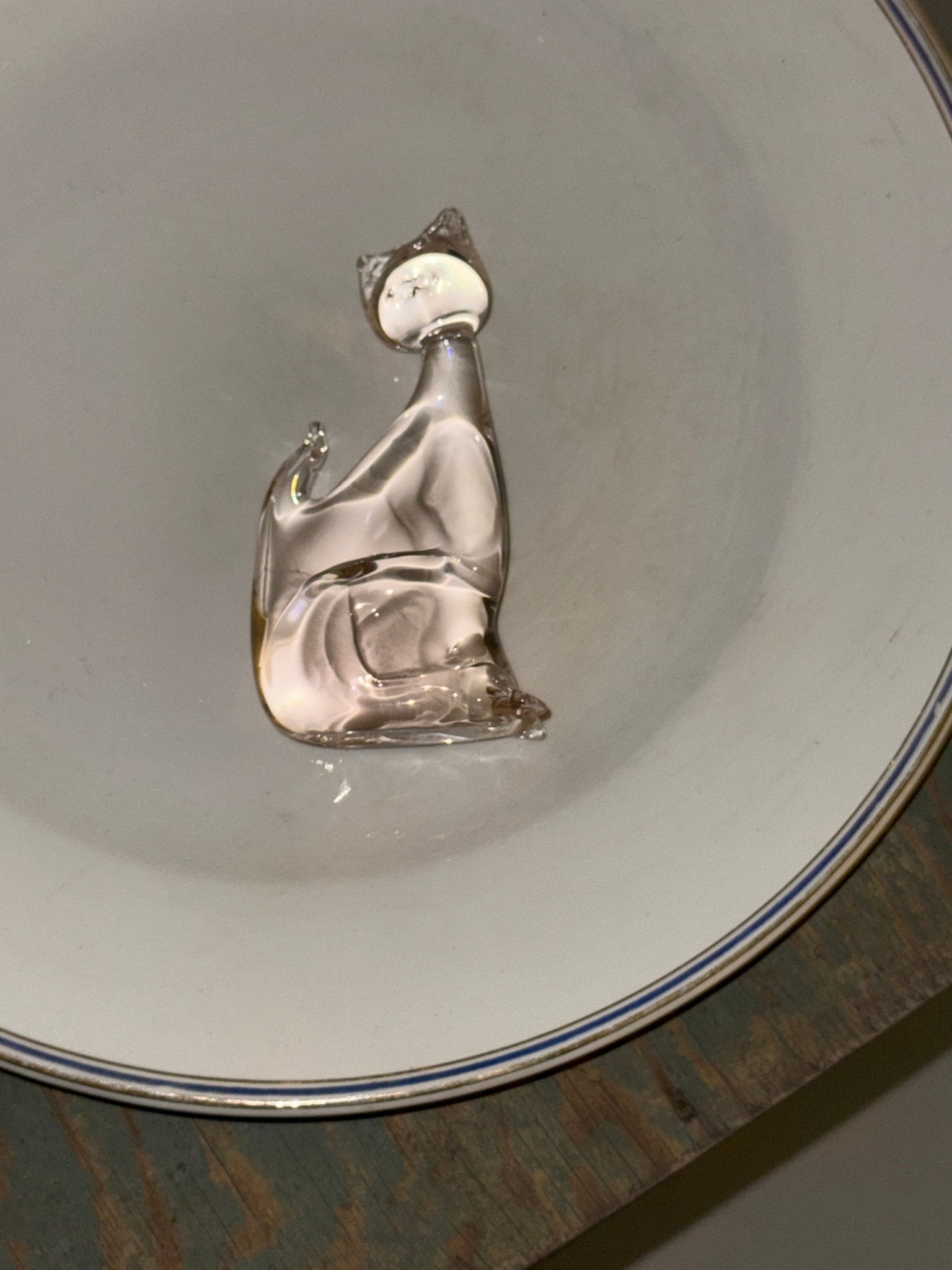 Pink glass cat figurine - NEROLI