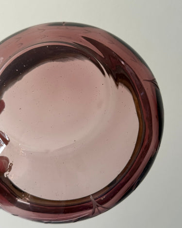 Plum glass bowl with silver rim - NEROLI