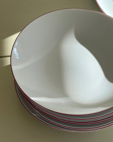 Red edge pasta plates (6 pcs) - NEROLI