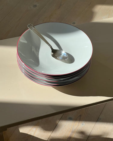 Red edge pasta plates (6 pcs) - NEROLI