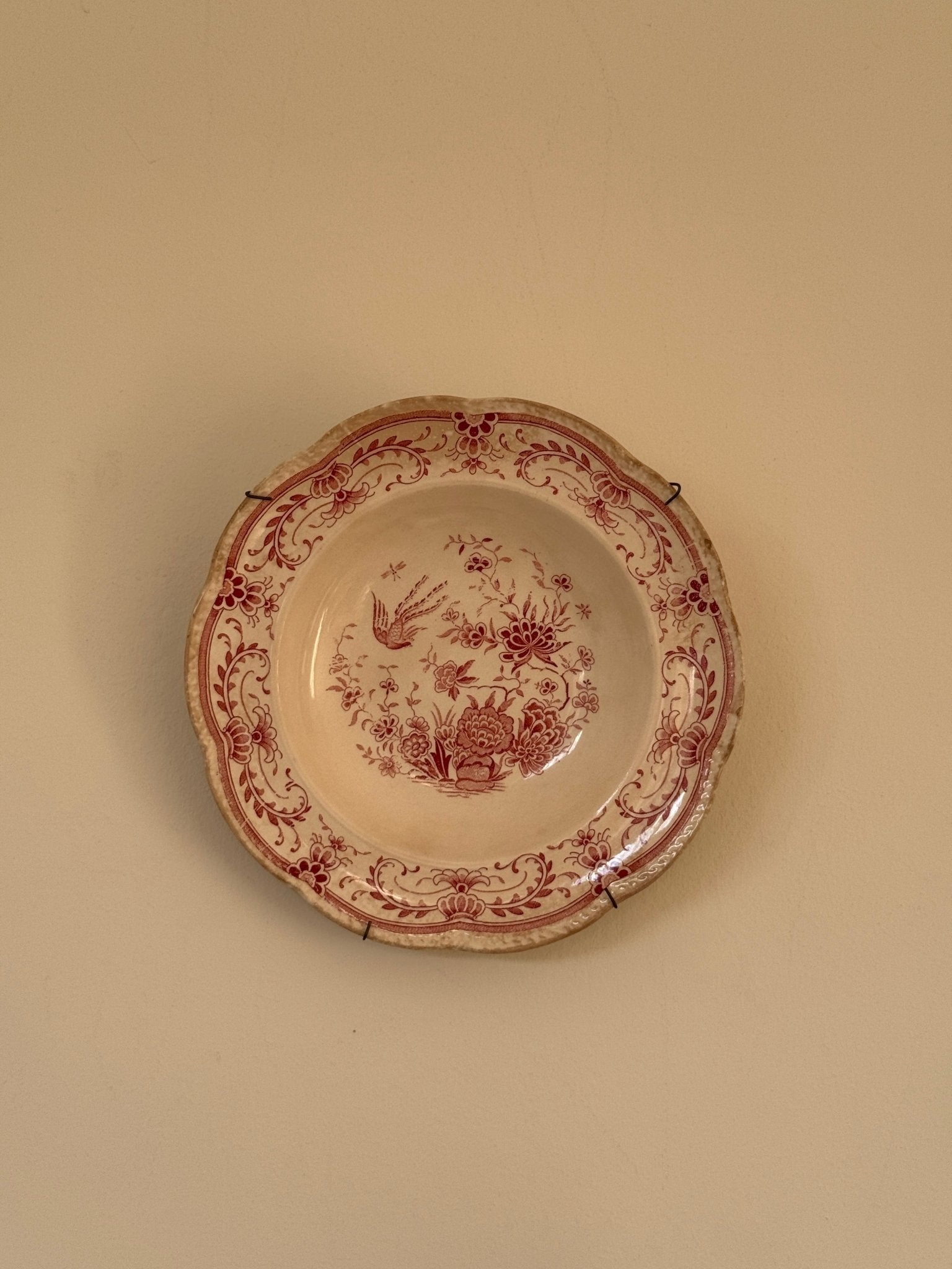 Red floral wall plate - NEROLI