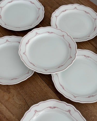 Red rim lunch plates (8 pcs) - NEROLI