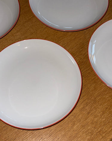 Red rim lunch plates (8 pcs) - NEROLI