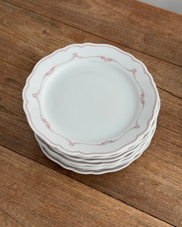 Red rim lunch plates (8 pcs) - NEROLI