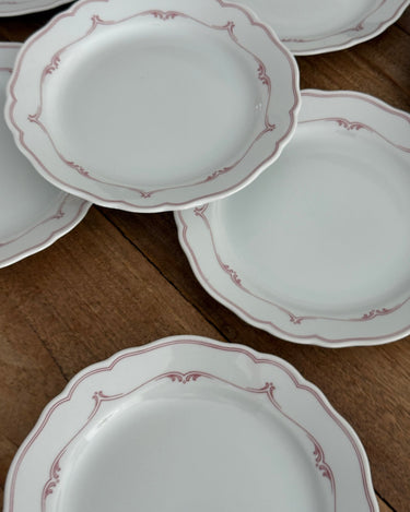 Red rim lunch plates (8 pcs) - NEROLI