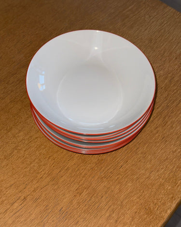 Red rim pasta plates (9 pcs) - NEROLI
