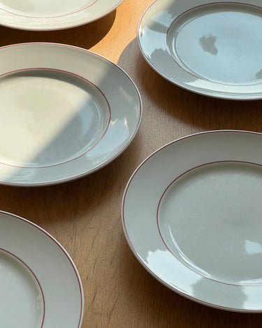 Red stripe dinner plates (7 pcs) - NEROLI