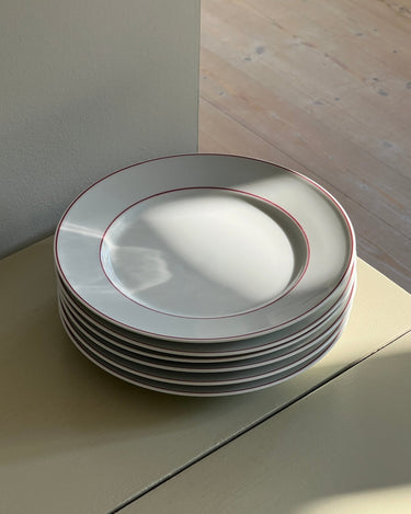 Red stripe dinner plates (7 pcs) - NEROLI