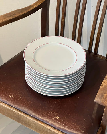 Red striped dinner plates (10 pcs) - NEROLI