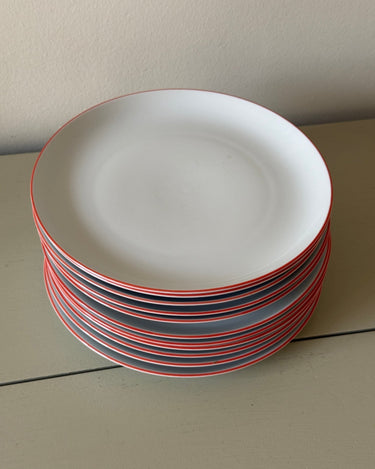 Red striped dinner plates (11 pcs) - NEROLI