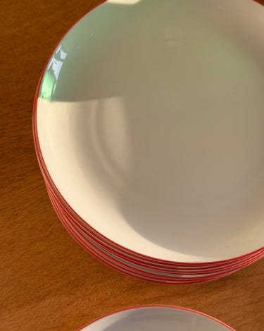 Red striped dinner plates (11 pcs) - NEROLI