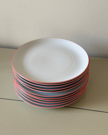 Red striped dinner plates (11 pcs) - NEROLI