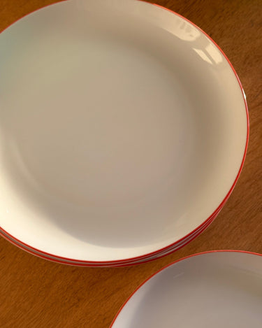Red striped dinner plates (11 pcs) - NEROLI