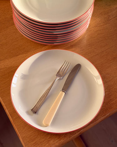 Red striped dinner plates (11 pcs) - NEROLI