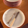 Red striped dinner plates (11 pcs) - NEROLI