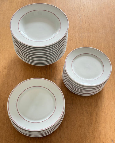 Red striped lunch plates (7 pcs) - NEROLI